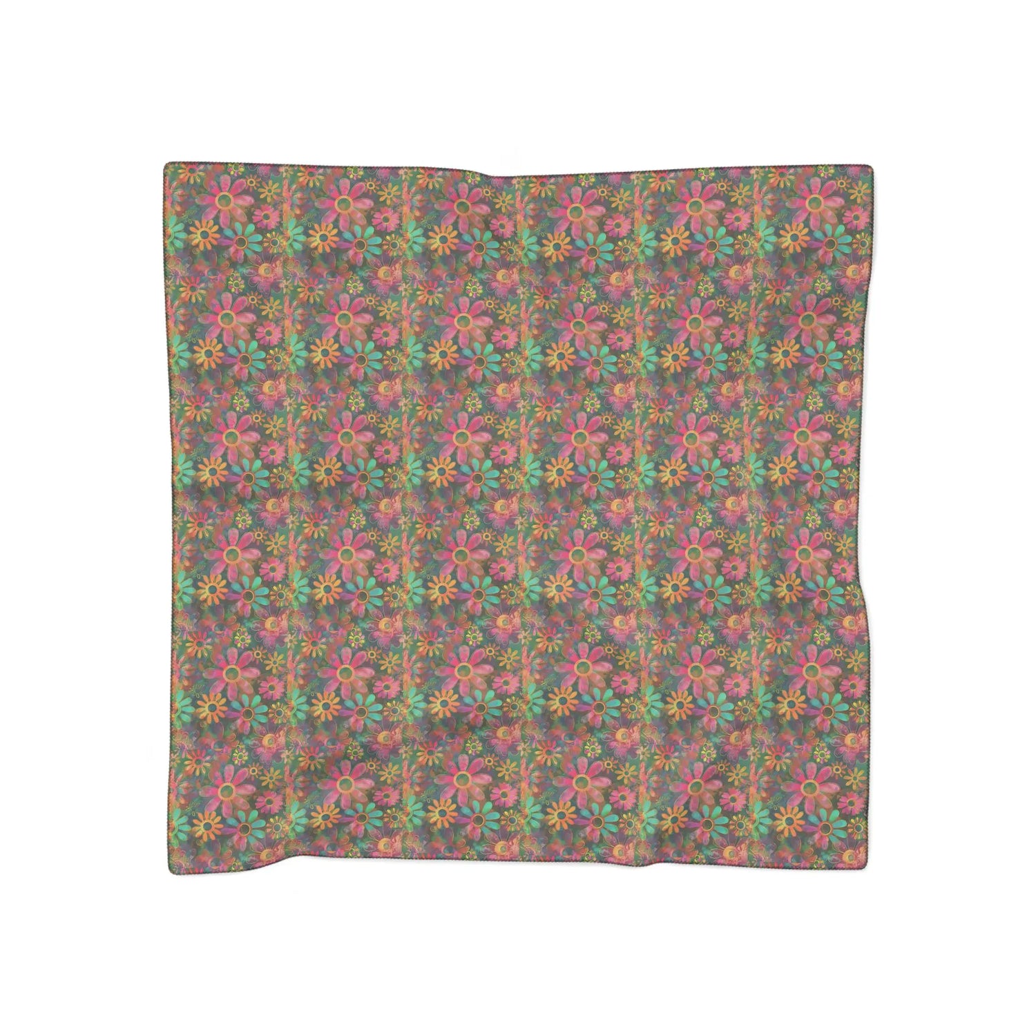 Floral Poly Scarf - Vibrant Spring Wrap, Lightweight Neck Scarf, Bohemian Accessory, Perfect Gift for Her, Festival Fashion