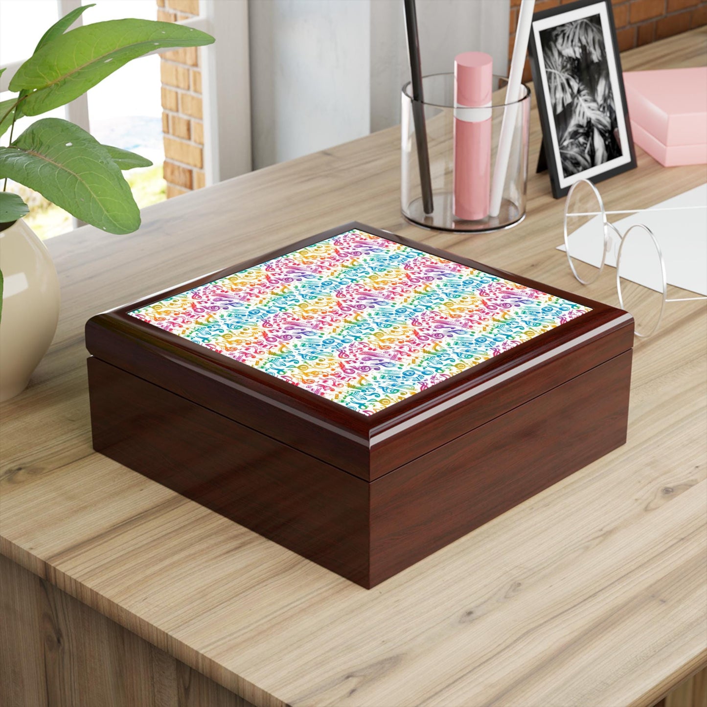 Colorful Music Note Jewelry Box, Decorative Storage for Musicians, Gift for Music Lovers, Unique Keepsake Organizer