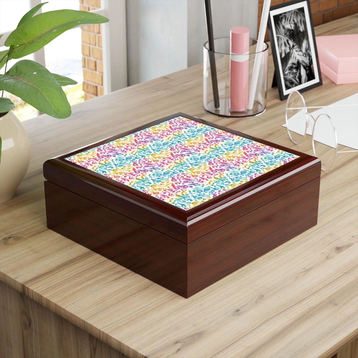 Colorful Music Note Jewelry Box, Decorative Storage for Musicians, Gift for Music Lovers, Unique Keepsake Organizer