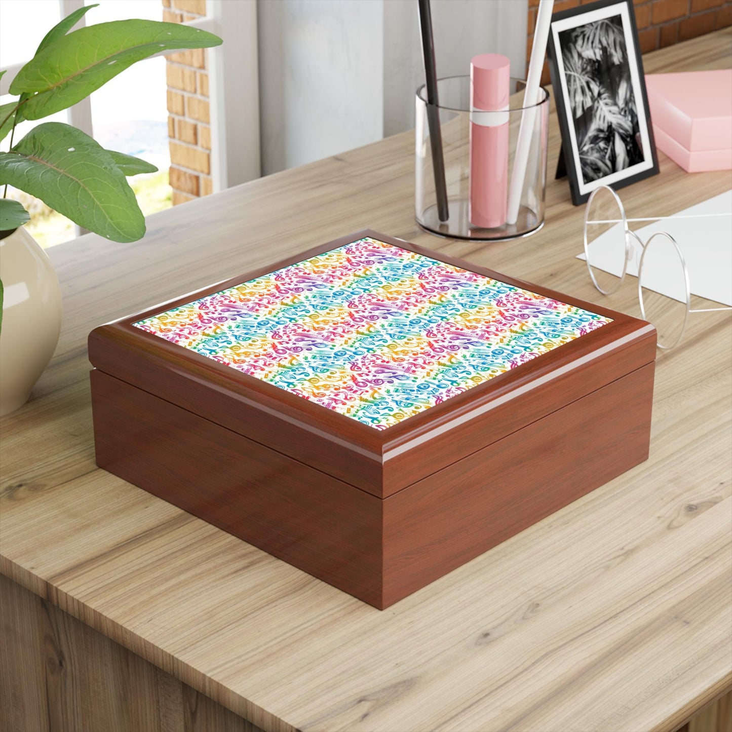 Colorful Music Note Jewelry Box, Decorative Storage for Musicians, Gift for Music Lovers, Unique Keepsake Organizer