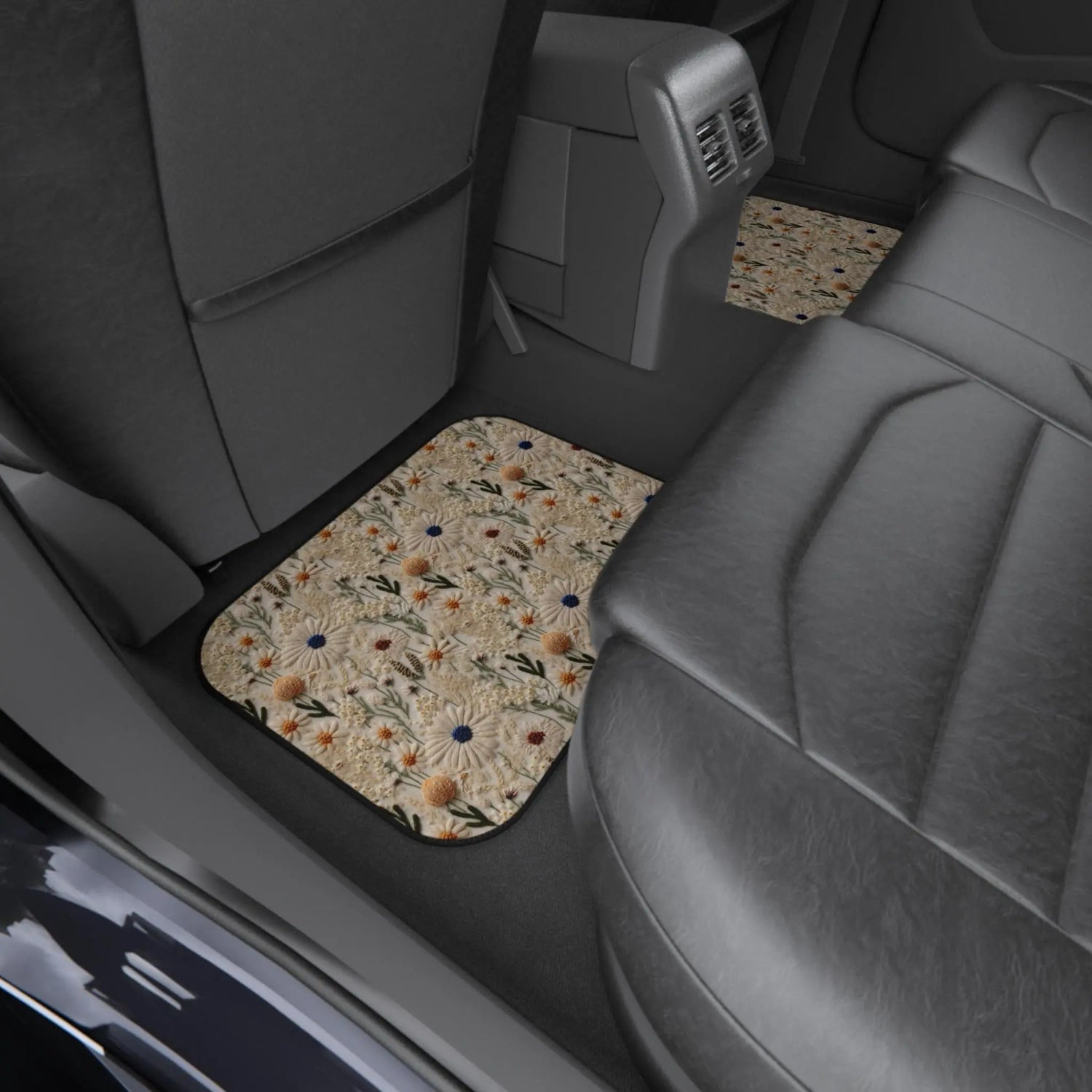 Floral Car Mats Set of 4, Elegant Car Accessories, Nature Inspired Vehicle Decor, Gifts for New Car Owners, Flower Design Floor Mats