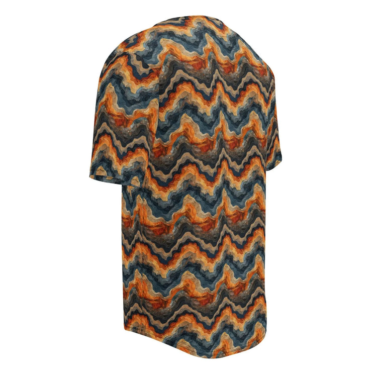 Modern Men’s Earthtone Swirl Marble Design Recycled Baseball Jersey - Eco-Friendly, Stylish, Trendy Sporty Streetwear