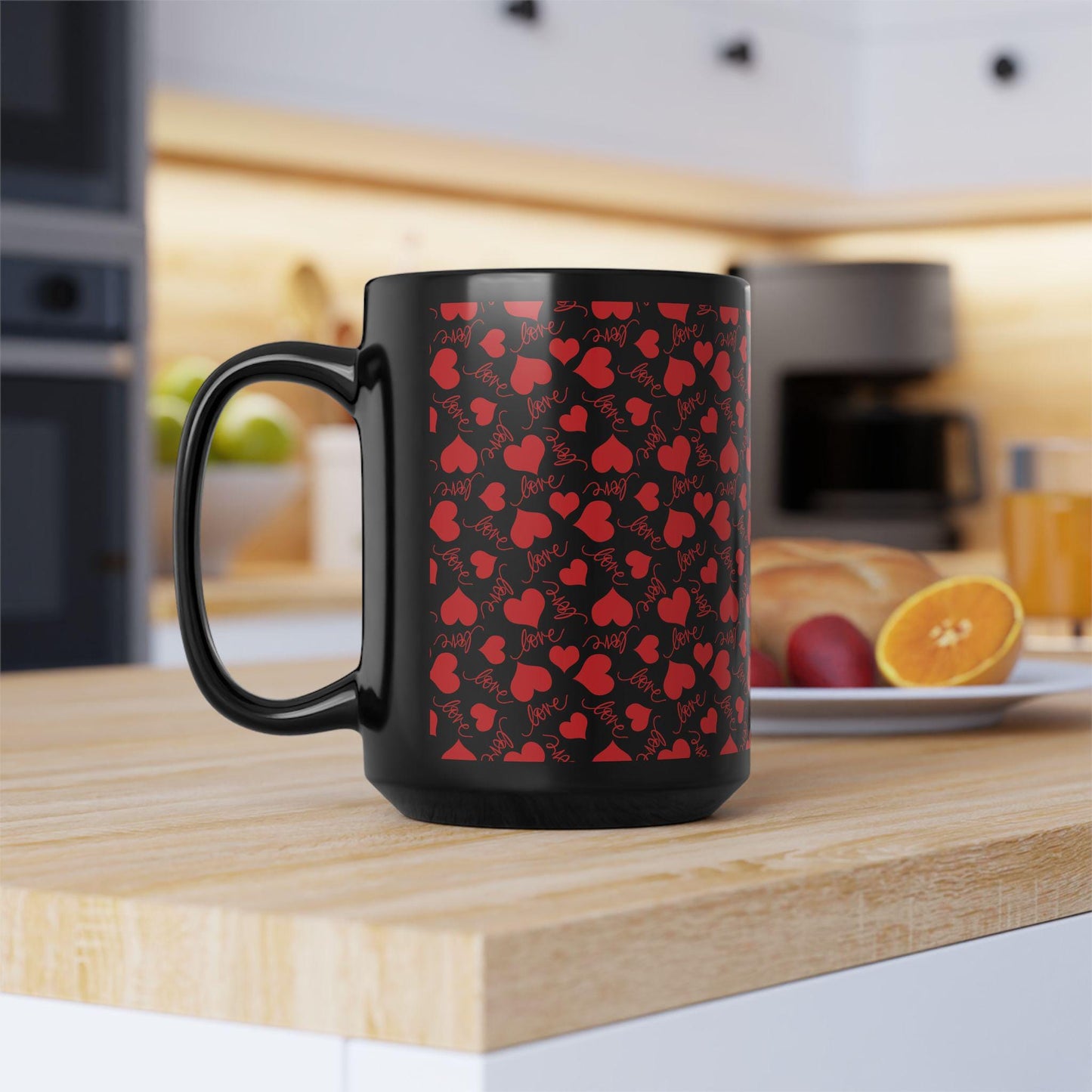 Red Hearts Love Mug - Perfect for Valentine's Day, Romantic Gifts, Coffee Lover, Home Decor, Unique Gift Idea