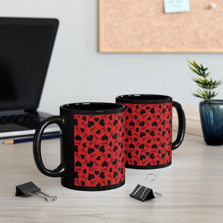 Love Heart Pattern Mug- Perfect Gift for Couples, Home Decor, Valentines Day, Coffee Lovers, Kitchen Accessory
