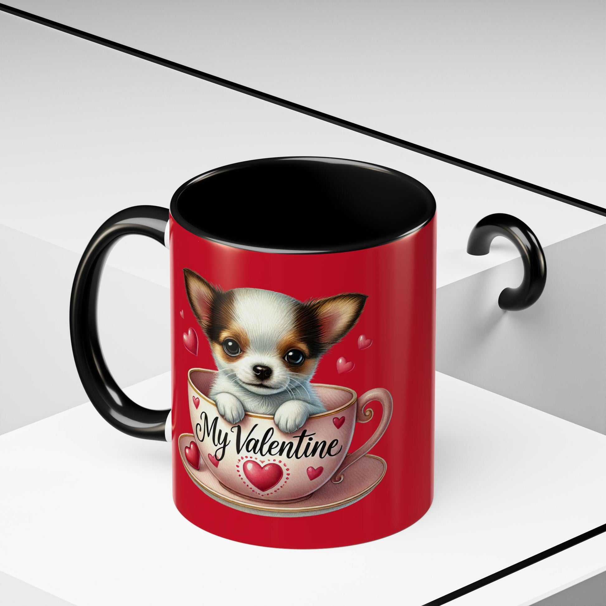 Personalized Valentine's Day Coffee Mug - Cute Dog Design, Pet Lover Gift, Custom Name Mug, Romantic Gift, Coffee Lover's Cup