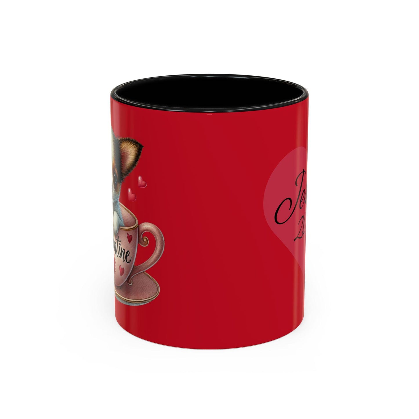 Personalized Valentine's Day Coffee Mug - Cute Dog Design, Pet Lover Gift, Custom Name Mug, Romantic Gift, Coffee Lover's Cup