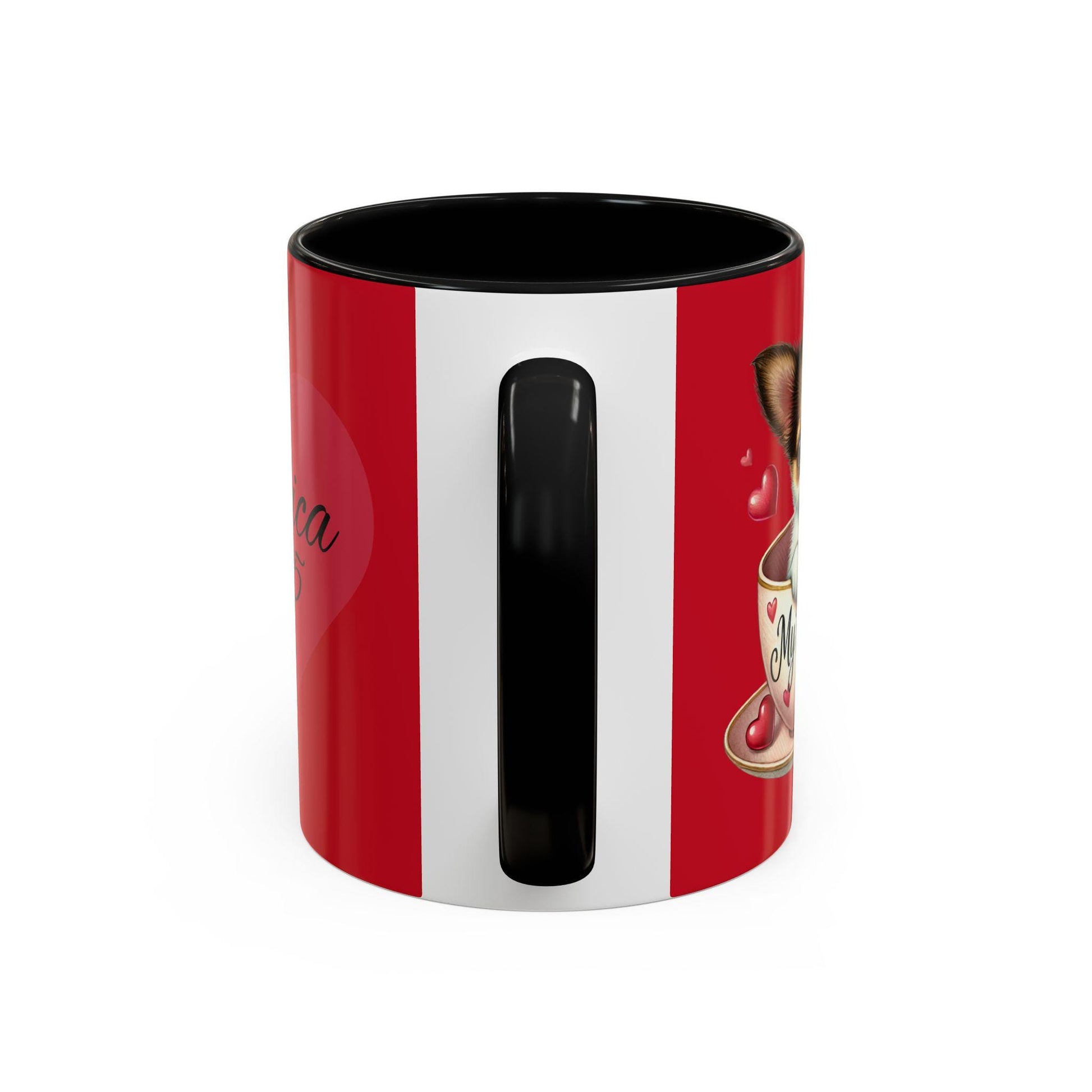 Personalized Valentine's Day Coffee Mug - Cute Dog Design, Pet Lover Gift, Custom Name Mug, Romantic Gift, Coffee Lover's Cup