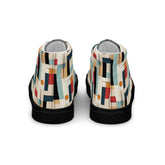 Men’s Vibrant Geometrical AOP High Top Shoes - Bold All-Over Print, Trendy Streetwear Sneakers, Unique Fashion Footwear