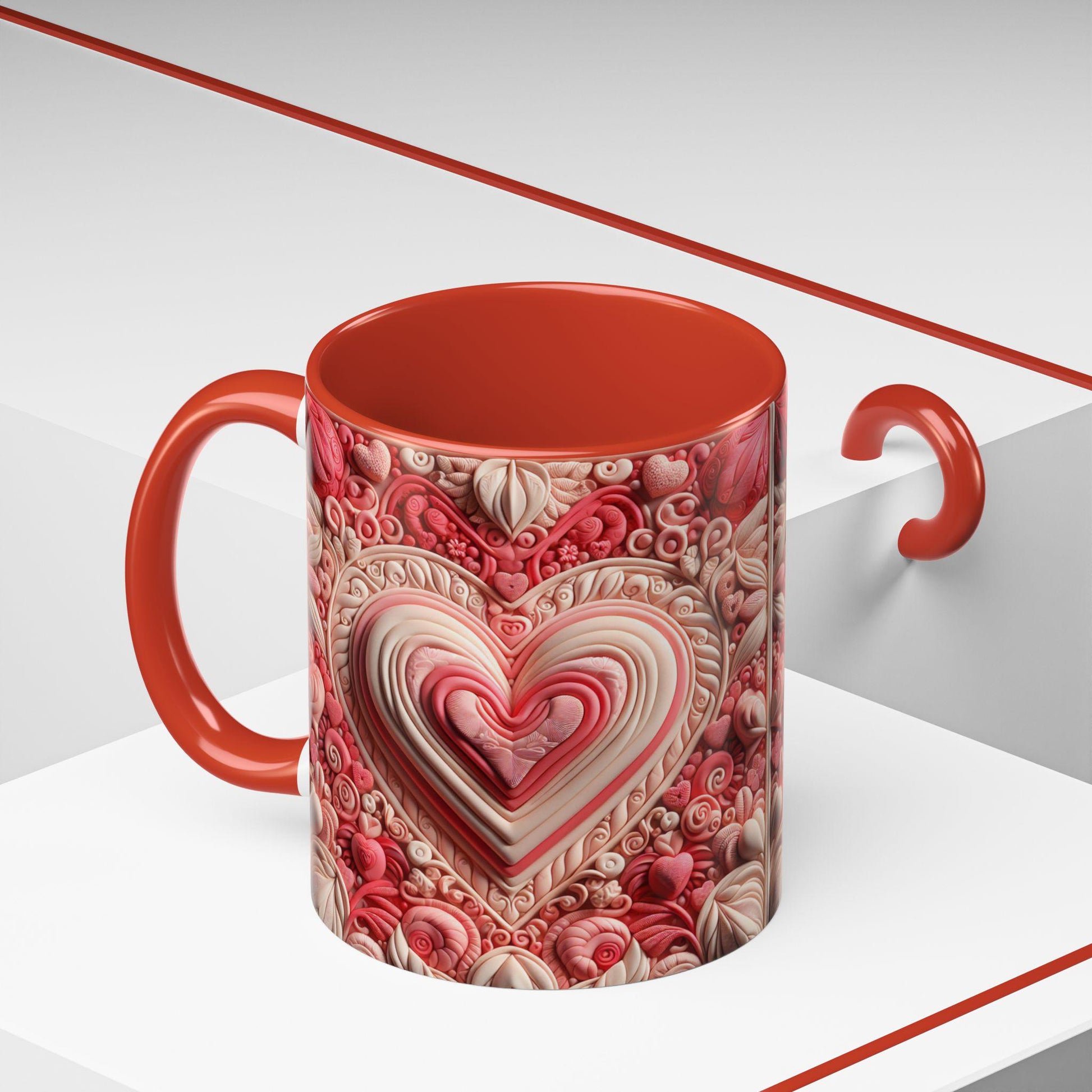 Romantic Heart Accent Coffee Mug - Perfect for Valentine's Day, Wedding Gifts, Love Celebrations, Cute Home Decor, Heart Lover's Gift