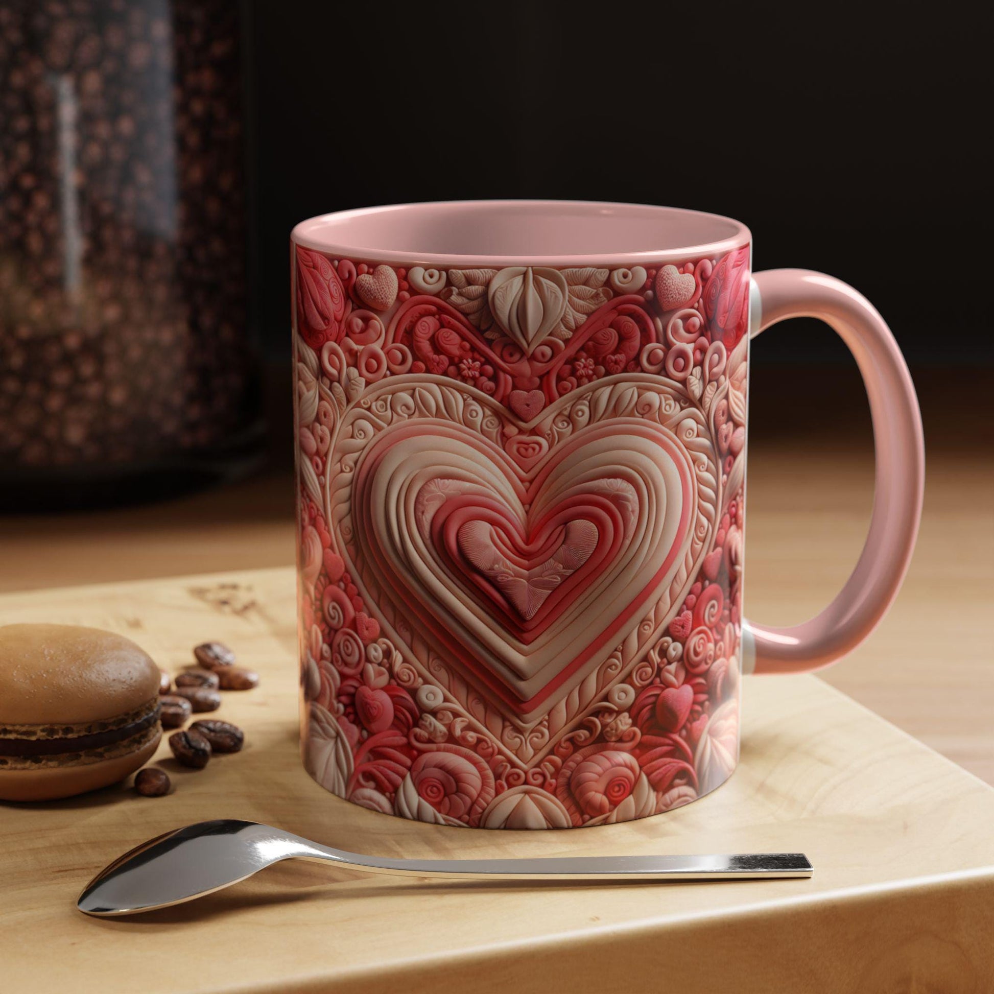 Romantic Heart Accent Coffee Mug - Perfect for Valentine's Day, Wedding Gifts, Love Celebrations, Cute Home Decor, Heart Lover's Gift