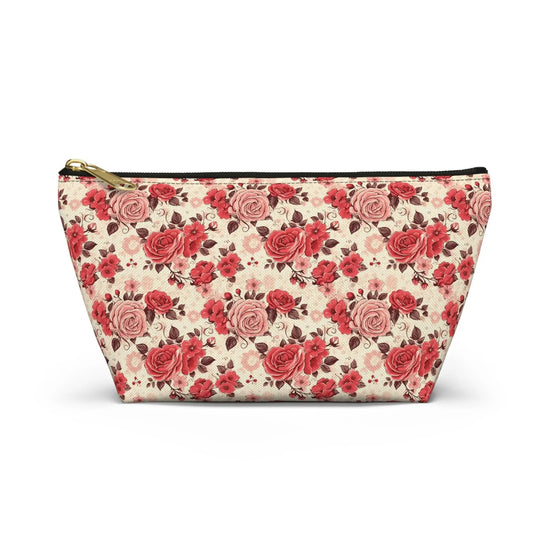 Vintage Floral Accessory Pouch, Perfect for Makeup, Travel, Organizing, Gift for Her, Rose Pattern Toiletry Bag
