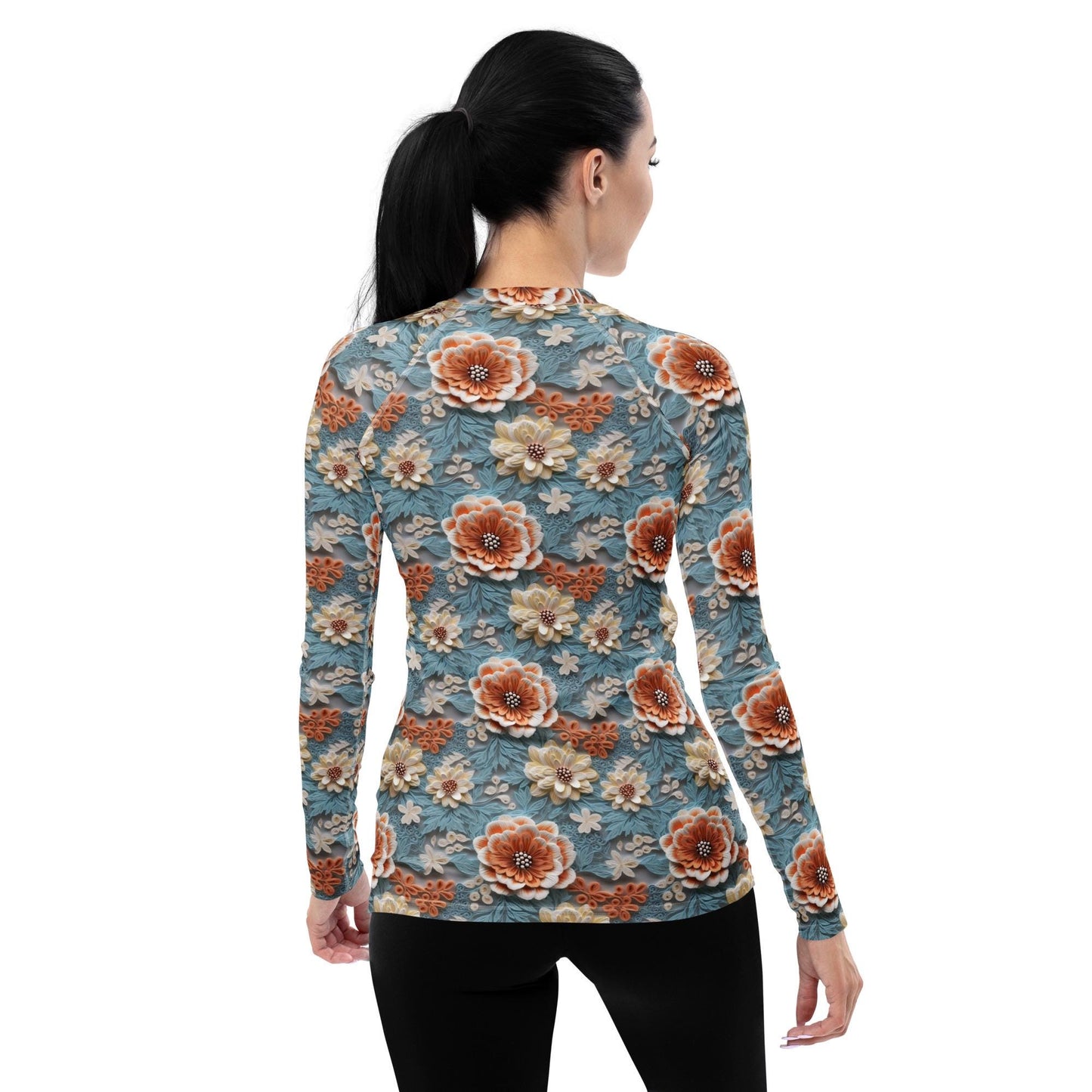 Floral Women&#39;s Rashguard Top | All-Over Pattern UV Protection for Active Everyday Wear | Stylish & Comfortable Swim Shirt for Sun Protection