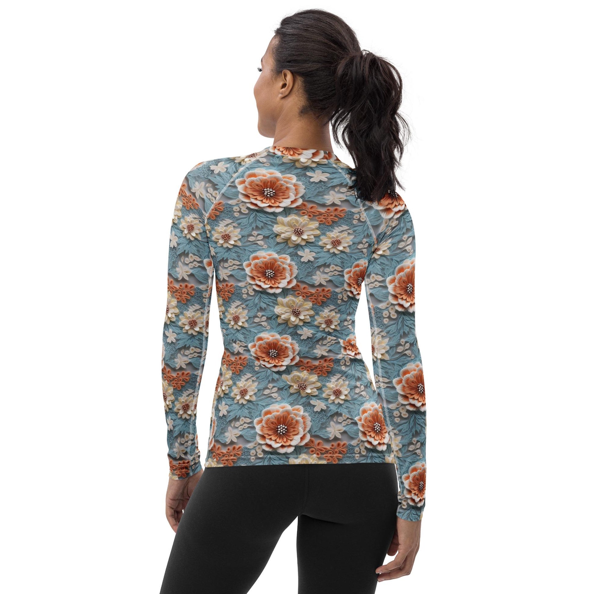 Floral Women&#39;s Rashguard Top | All-Over Pattern UV Protection for Active Everyday Wear | Stylish & Comfortable Swim Shirt for Sun Protection