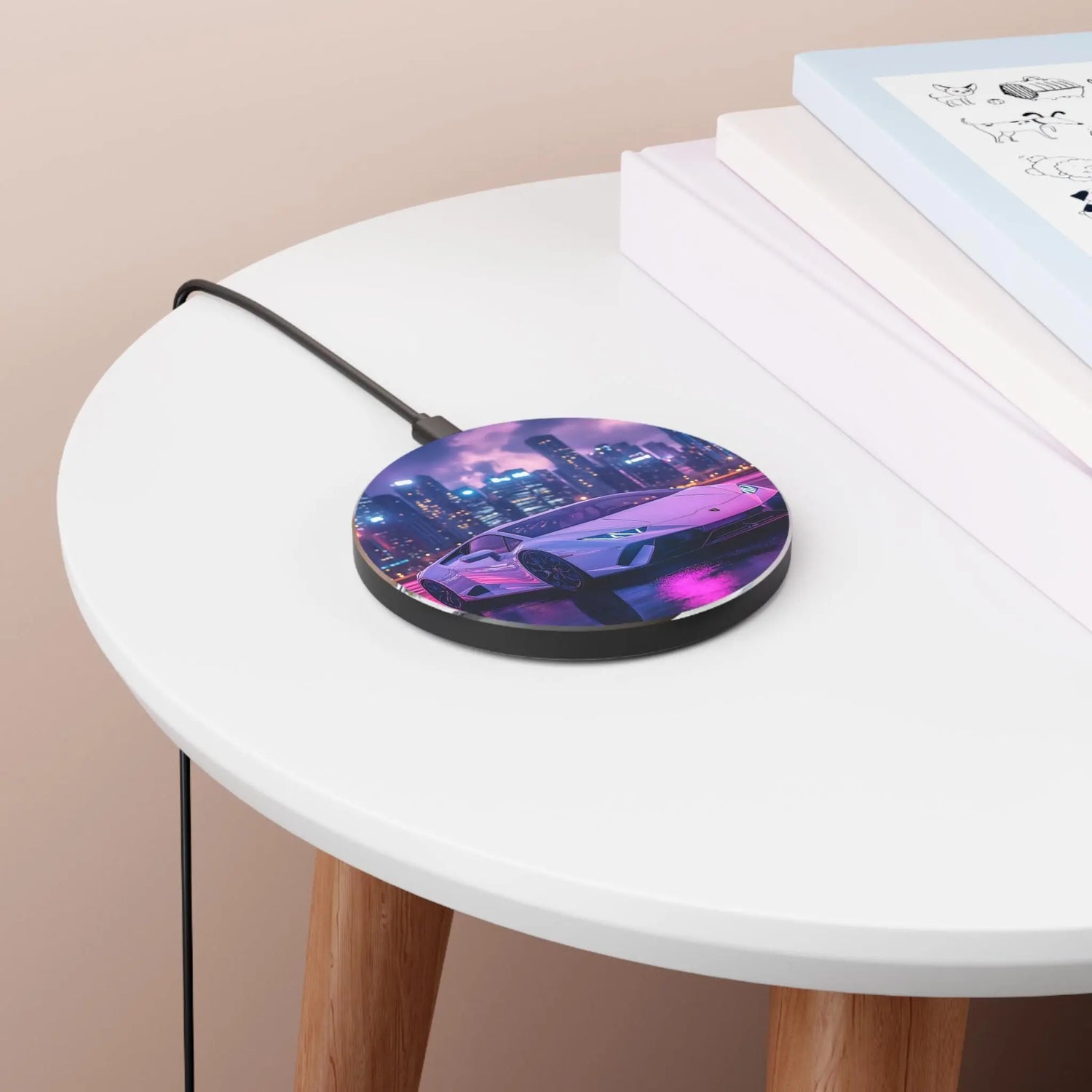 Lamborghini Neon Wireless Charger, Fast Charging Pad, Car Lover Gift, Unique Desk Accessory, Tech Gift for Him