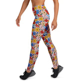 Simulated Painted Floral Print Leggings | Unique All-Over Pattern | Stretchy, Comfortable & Stylish | Perfect for Yoga, Casual, or Workout