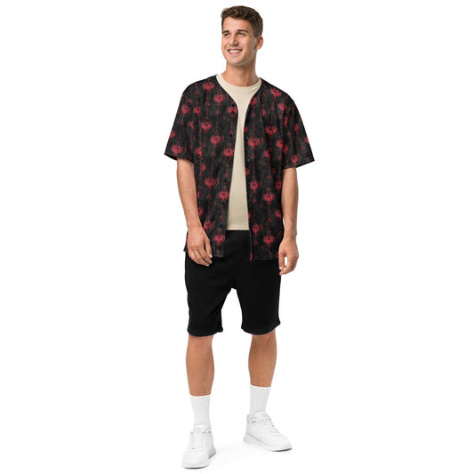Men&#39;s Gothic Heart Baseball Jersey | Unique Recycled Design | Edgy Fashion Statement | Eco-Friendly & Stylish | Perfect Gift for Him