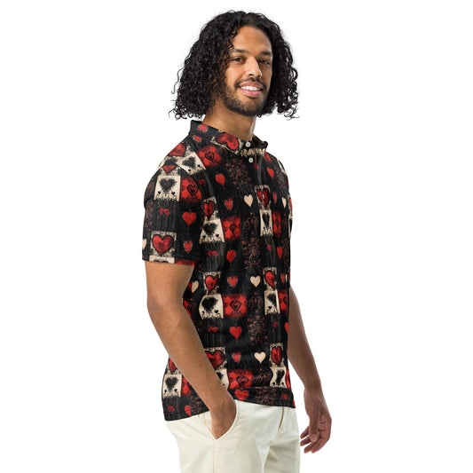 Men&#39;s Slim Fit Valentine&#39;s Day Polo | Stylish Love Heart Design | Perfect Gift for Him | Trendy Casual Shirt | Unique Valentine&#39;s Gift Idea