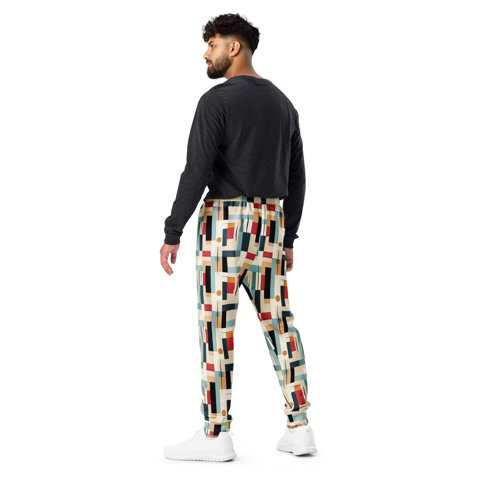 Men&#39;s 90&#39;s Geometrical Print Joggers | Stylish All-Over Pattern | Comfortable & Trendy | Perfect for Casual Wear or Lounging in Retro Style