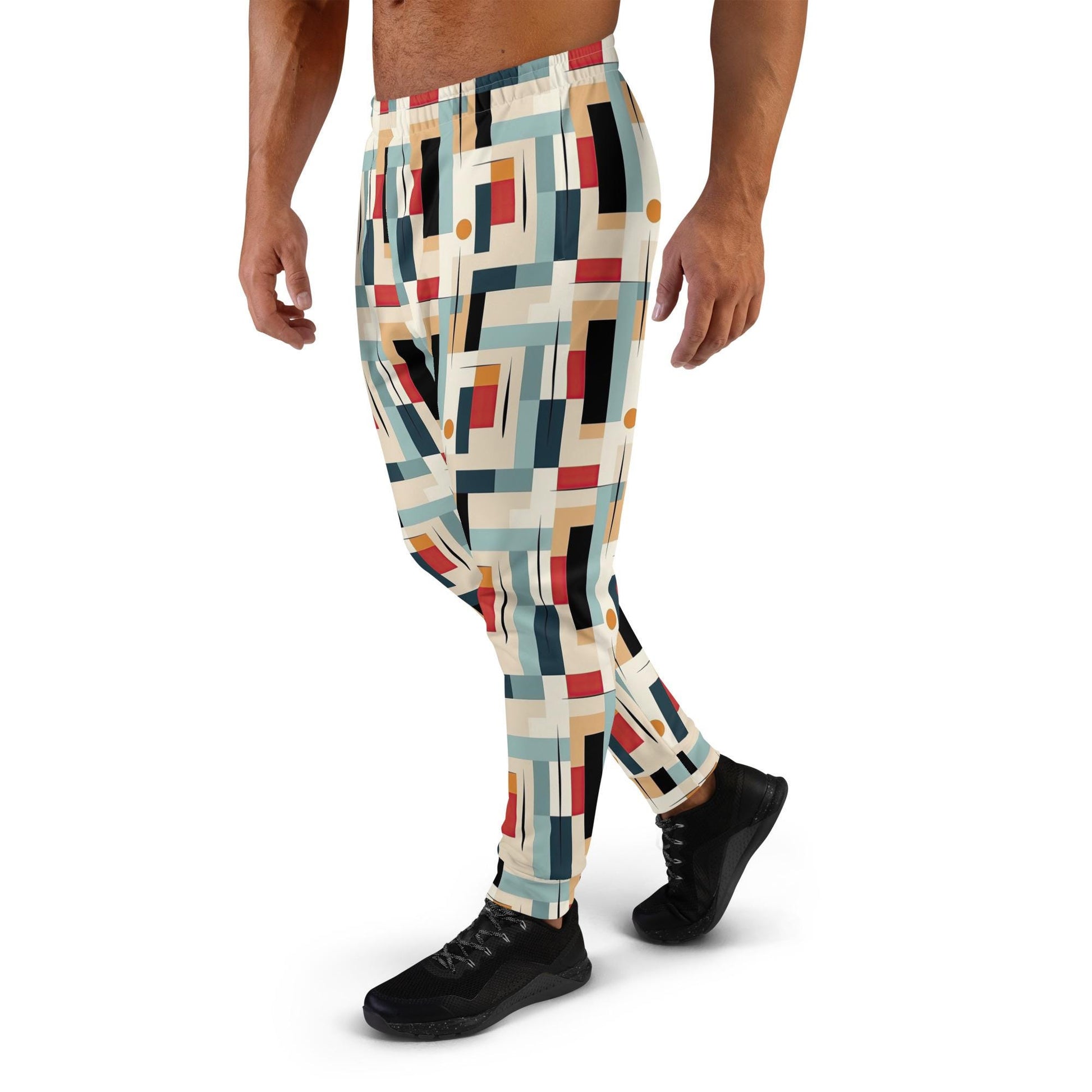 Men&#39;s 90&#39;s Geometrical Print Joggers | Stylish All-Over Pattern | Comfortable & Trendy | Perfect for Casual Wear or Lounging in Retro Style