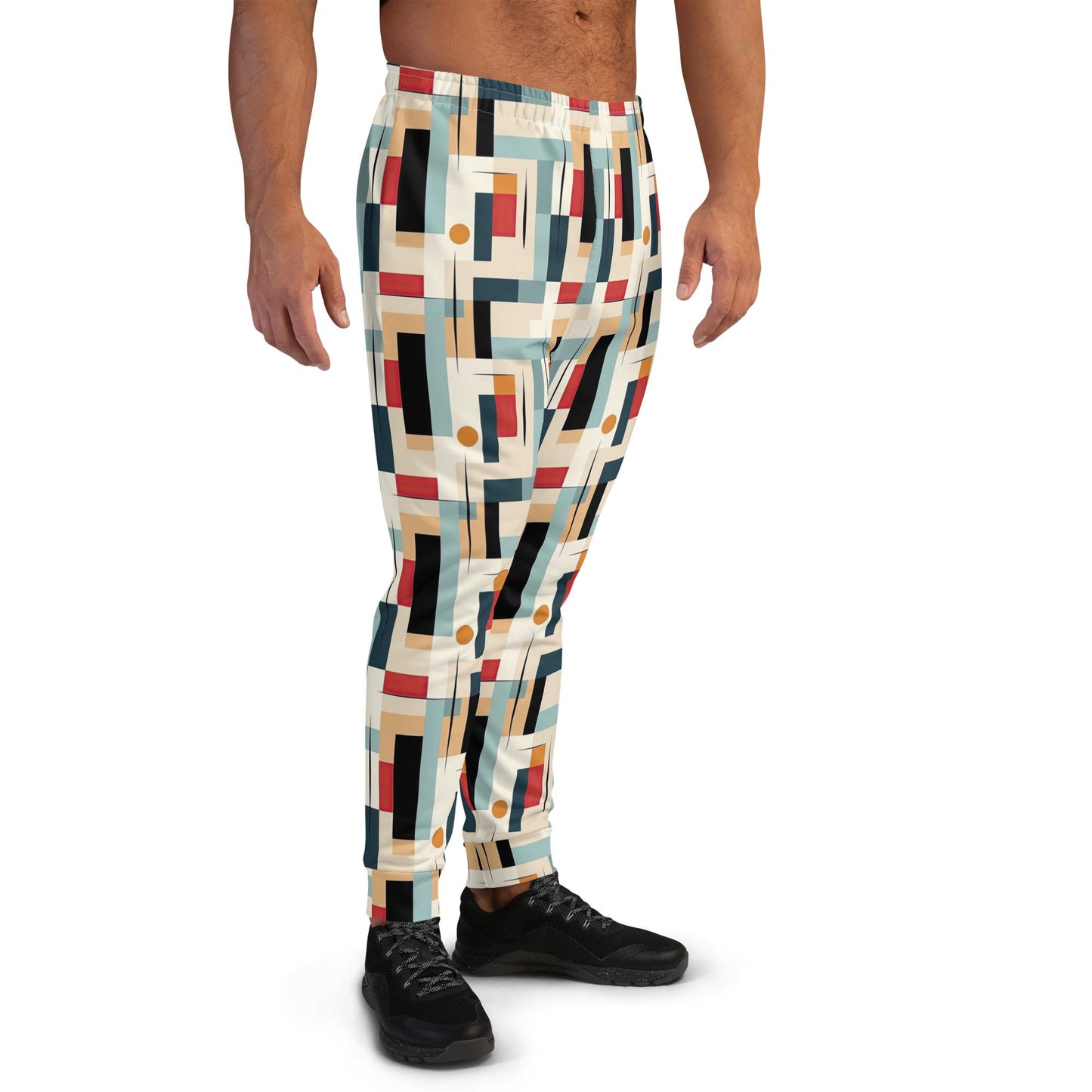 Men&#39;s 90&#39;s Geometrical Print Joggers | Stylish All-Over Pattern | Comfortable & Trendy | Perfect for Casual Wear or Lounging in Retro Style