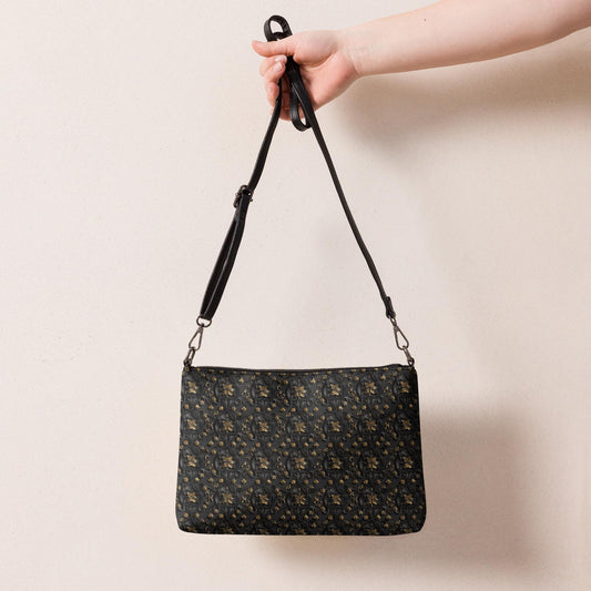 Elegant 3D Black & Gold Crossbody Bag | Sophisticated Embossed Design | Luxury Fashion Accessory | Stylish Functional