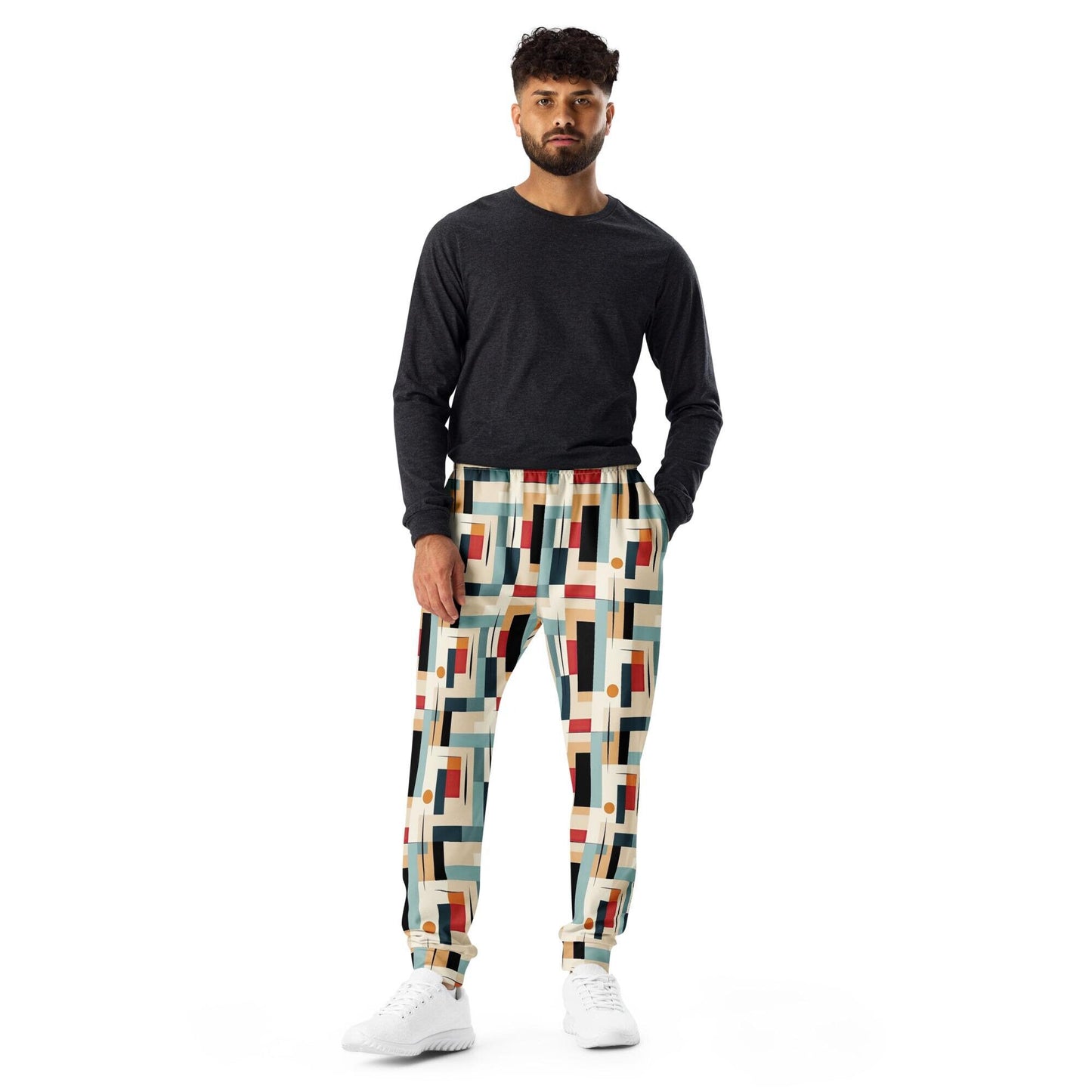 Men&#39;s 90&#39;s Geometrical Print Joggers | Stylish All-Over Pattern | Comfortable & Trendy | Perfect for Casual Wear or Lounging in Retro Style