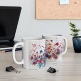 Floral Coffee Mug, Tea Cup, Pretty Ceramic Mug, 11oz 15oz Mug, All Over Print Pattern Mug, Gifts for Mom, Mother&