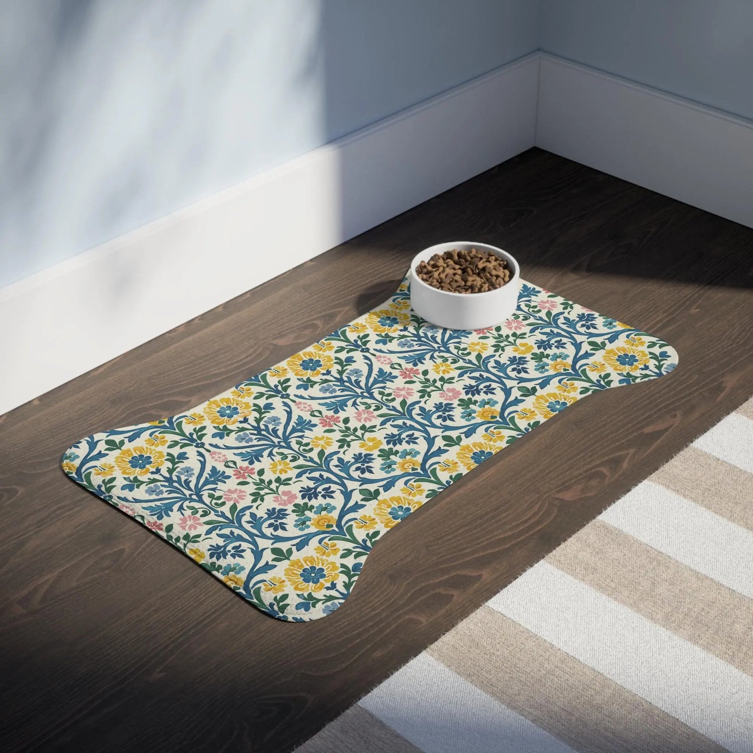 Floral Pet Feeding Mats - Cute Dog Mat, Cat Feeding Tray, Waterproof Dish Mat, Gift for Pet Lovers, Home Decor