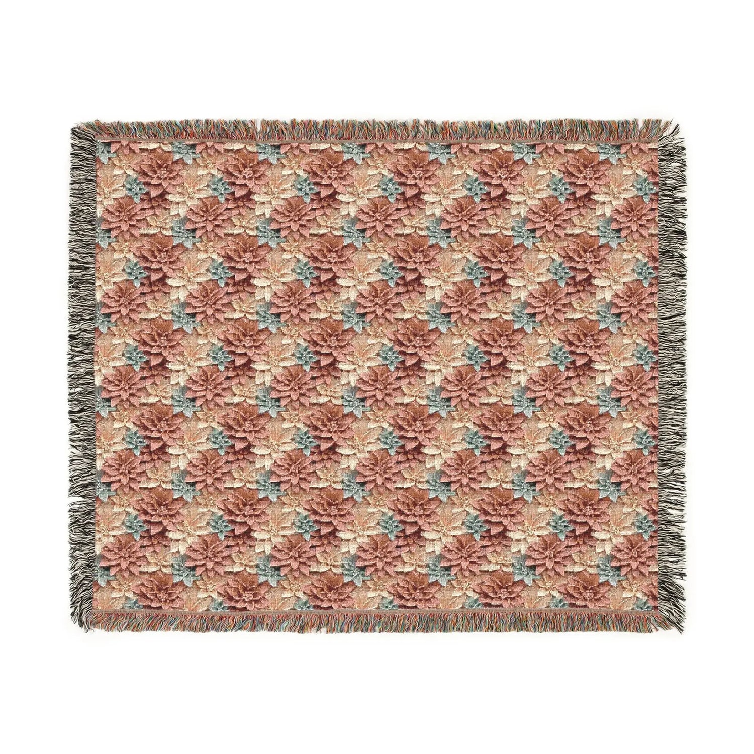 Boho Floral Woven Blanket, Cozy Throw for Home Decor, Gift for Housewarming, Rustic Blanket for Couch, All-Season Blanket