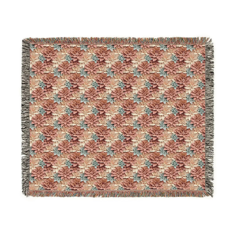 Boho Floral Woven Blanket, Cozy Throw for Home Decor, Gift for Housewarming, Rustic Blanket for Couch, All-Season Blanket