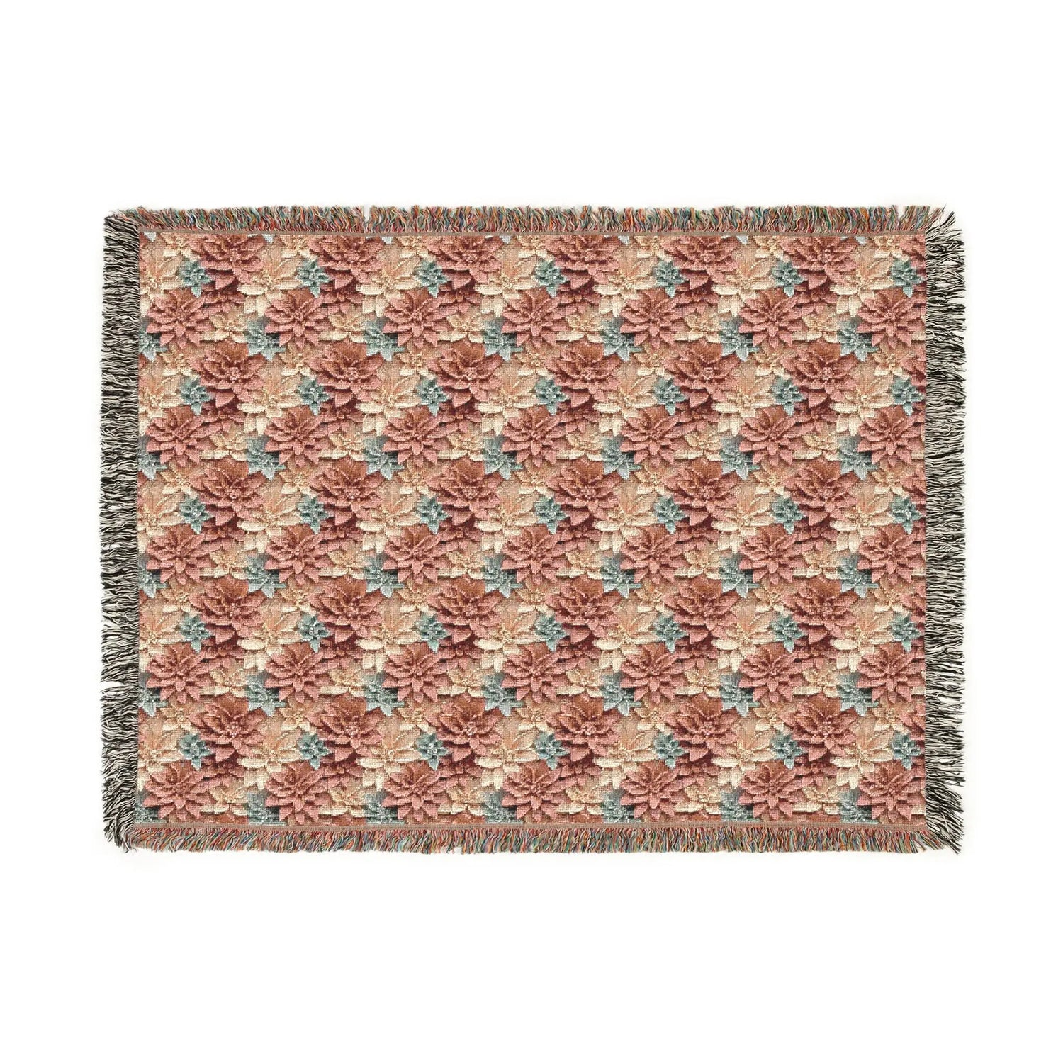 Boho Floral Woven Blanket, Cozy Throw for Home Decor, Gift for Housewarming, Rustic Blanket for Couch, All-Season Blanket