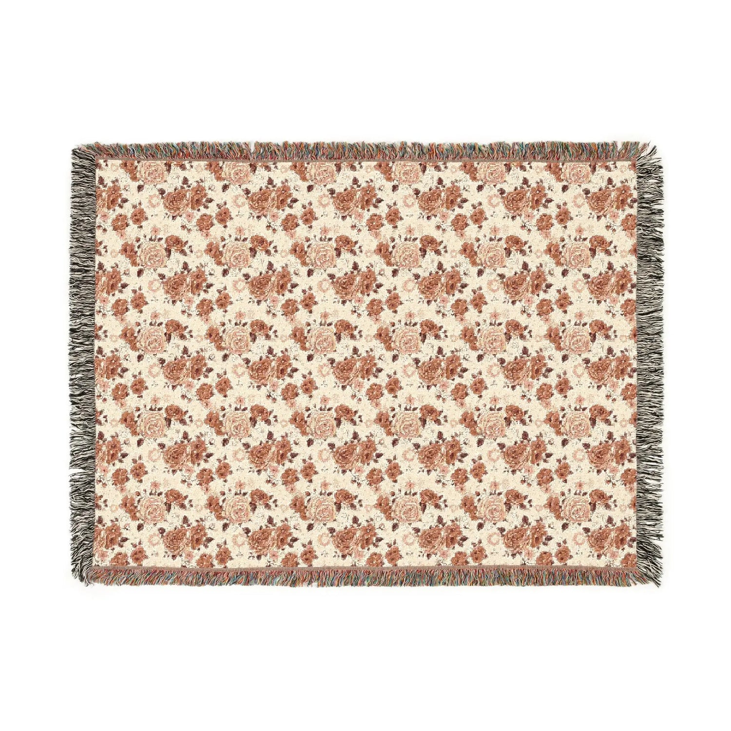 Cozy Woven Blanket, Warm Floral Throw for Home Decor, Blanket for Picnics, Gift for Her, Boho Bedroom Accessory