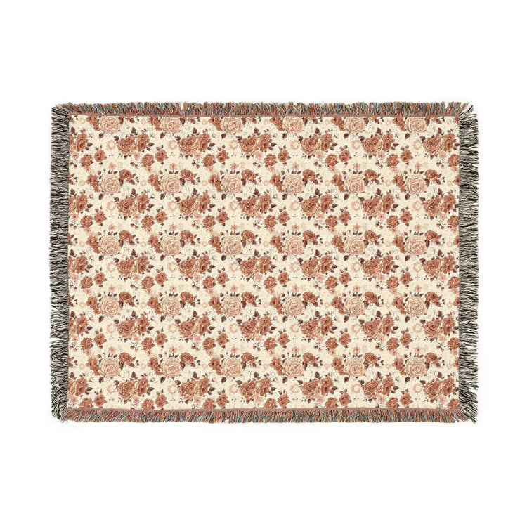 Cozy Woven Blanket, Warm Floral Throw for Home Decor, Blanket for Picnics, Gift for Her, Boho Bedroom Accessory