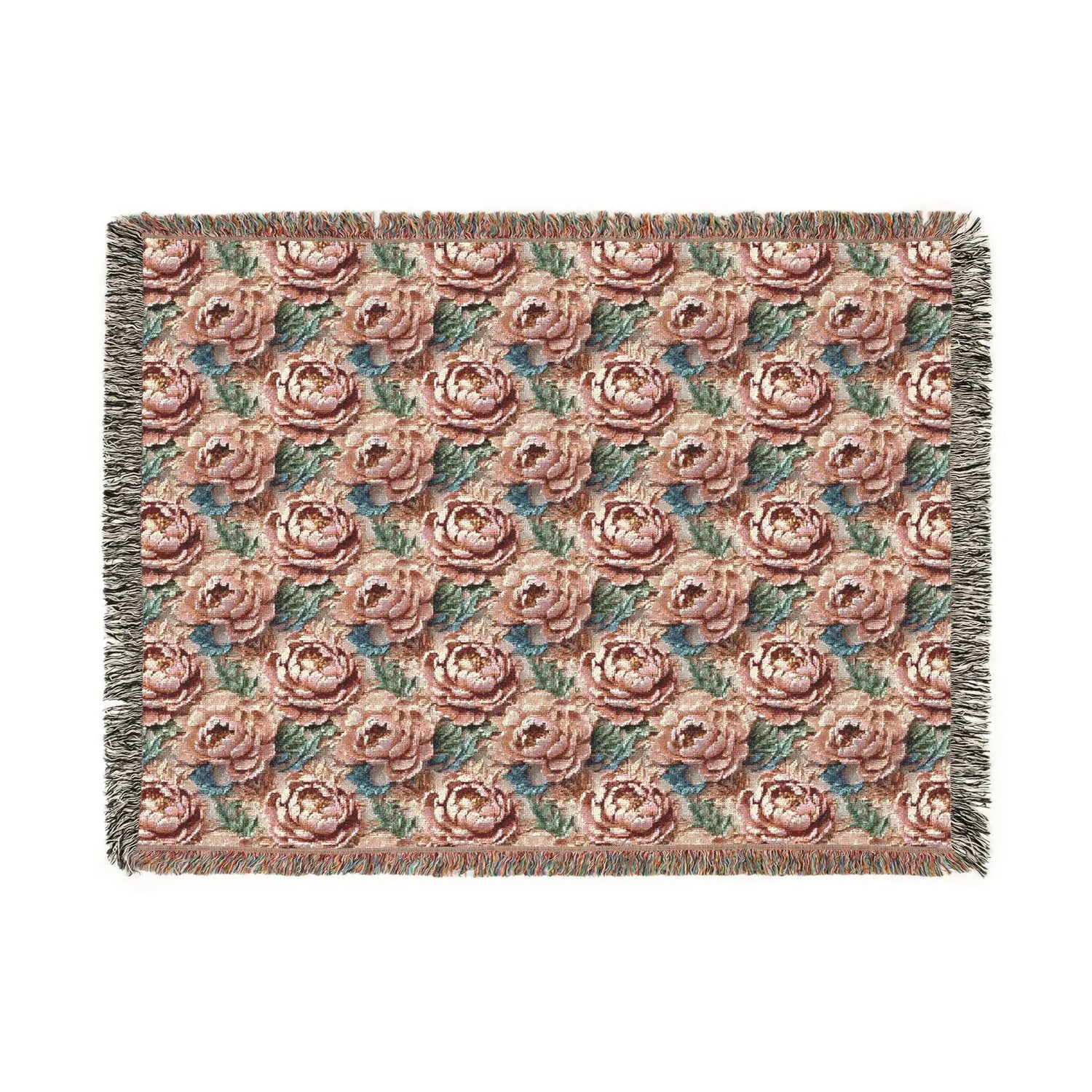 Floral Woven Blanket - Cozy Throw, Home Decor, Gift for Her, Wedding Present, Bohemian Style