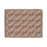 Floral Woven Blanket - Cozy Throw, Home Decor, Gift for Her, Wedding Present, Bohemian Style
