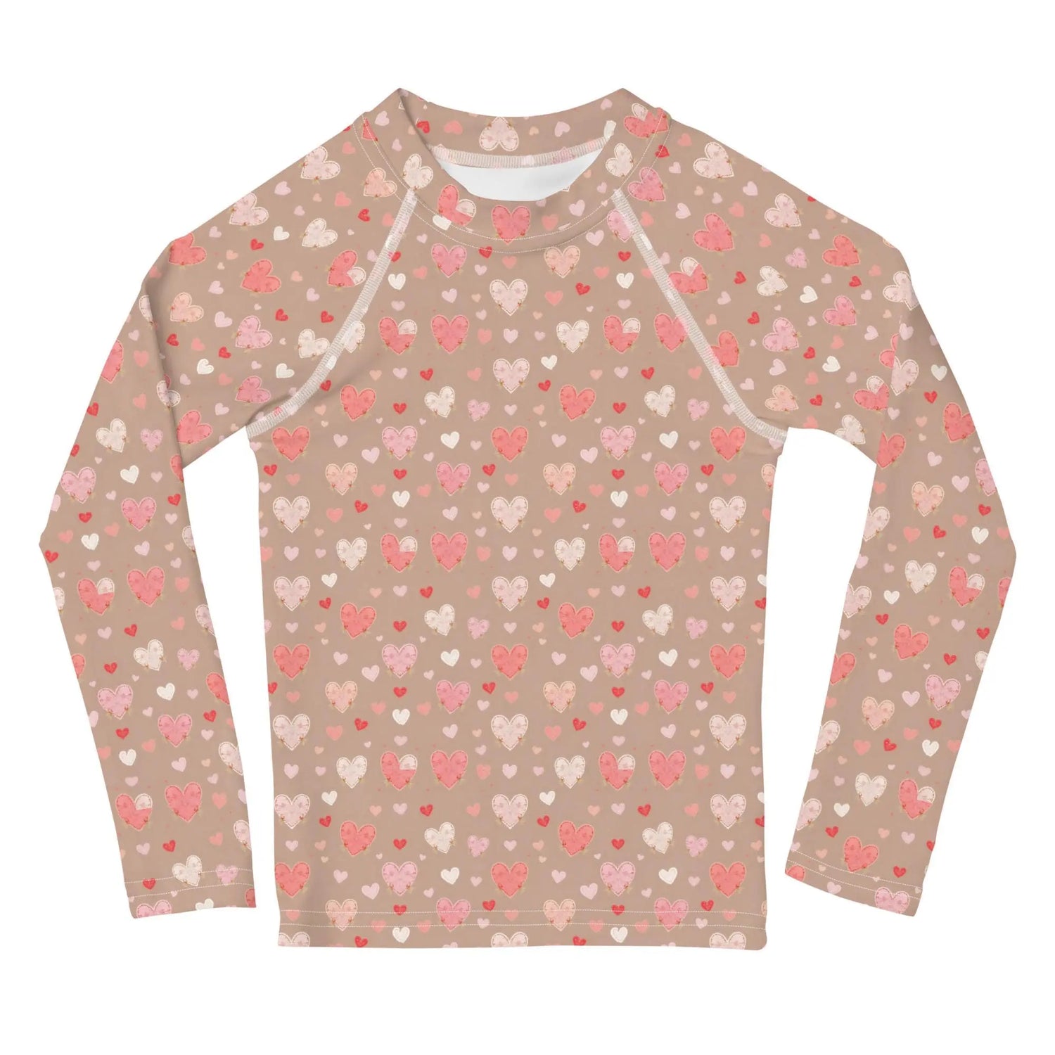 Valentine’s Heart Design Rash Guard for Girls – Stylish & Comfy Swimwear – Perfect for Valentine&
