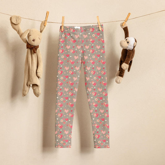 Valentine&#39;s Heart All Over Print Kids Leggings – Soft & Comfy Love-Themed Leggings for Girls – Cute Gift Idea for Valentine&#39;s Day