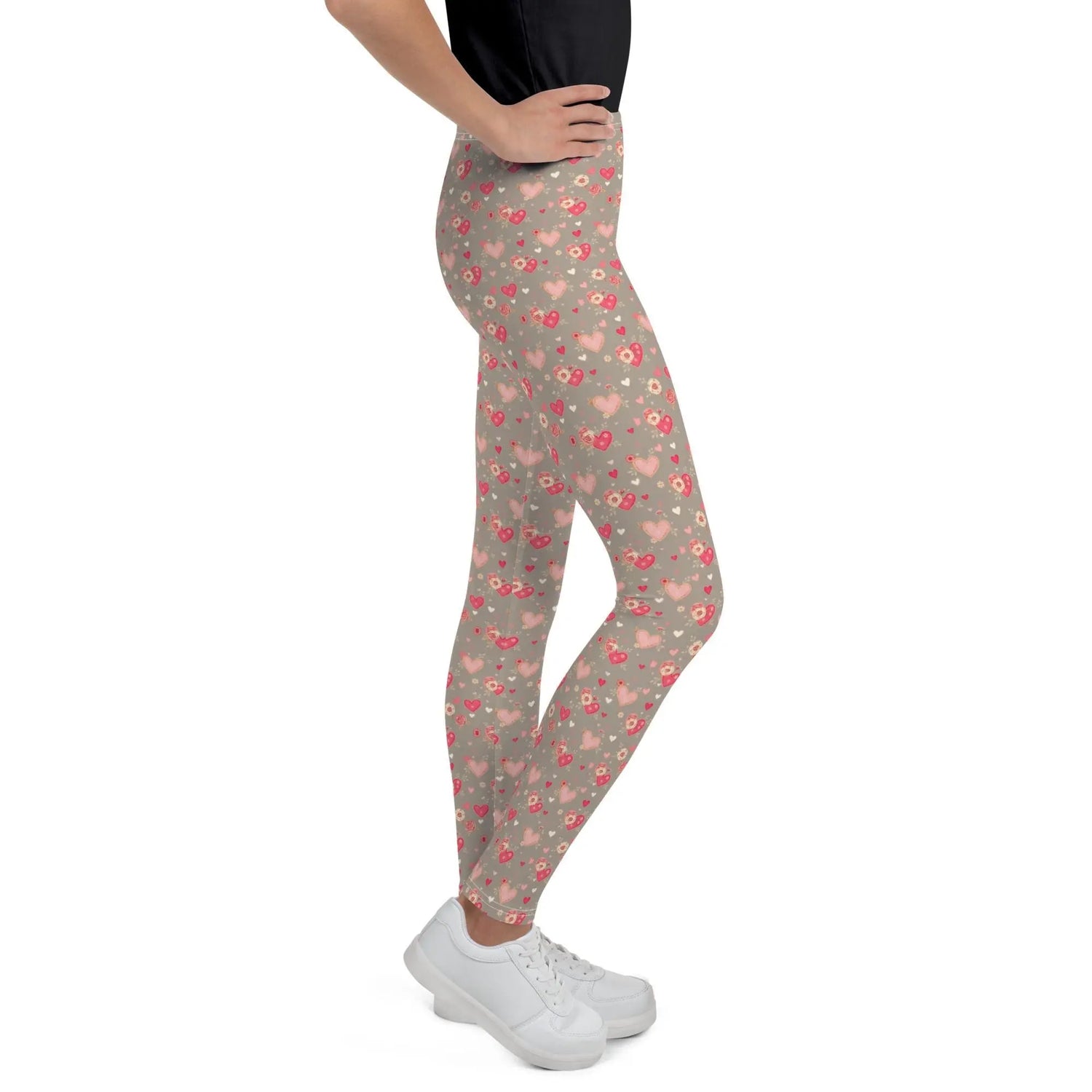 Love & Heart Youth Leggings – Perfect Valentine’s Day Gift for Girls