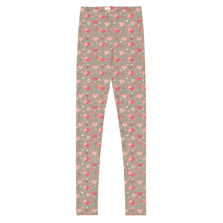 Love & Heart Youth Leggings – Perfect Valentine’s Day Gift for Girls