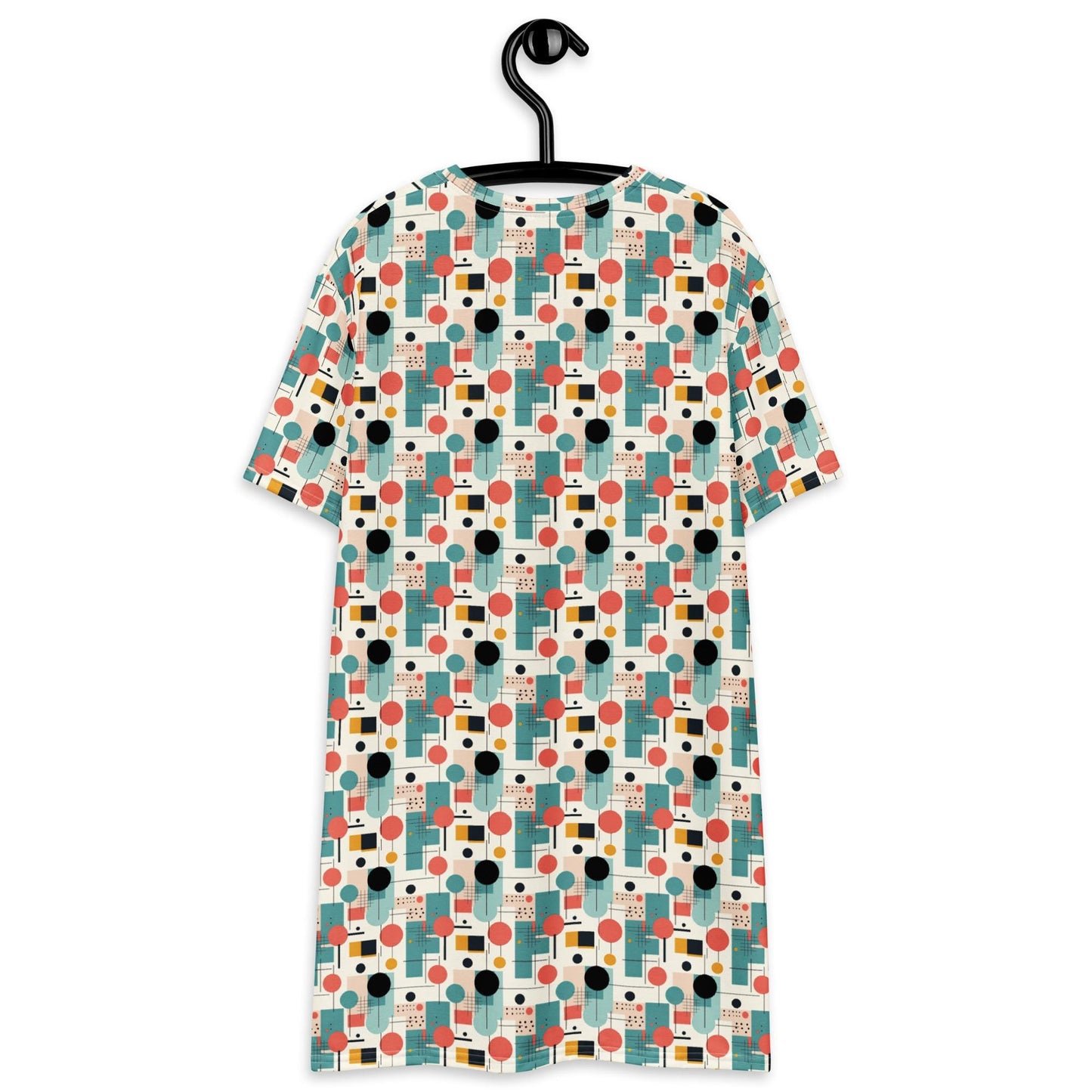 90&#39;s Retro Geometric Print Women’s Shirt Dress – Bold, Stylish & Timeless T-shirt dress Everyday Female Wear