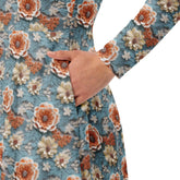 Stunning All-Over Floral 3D Print Long Sleeve Midi Dress – Elegance Meets Style All-over pattern casual fun dress