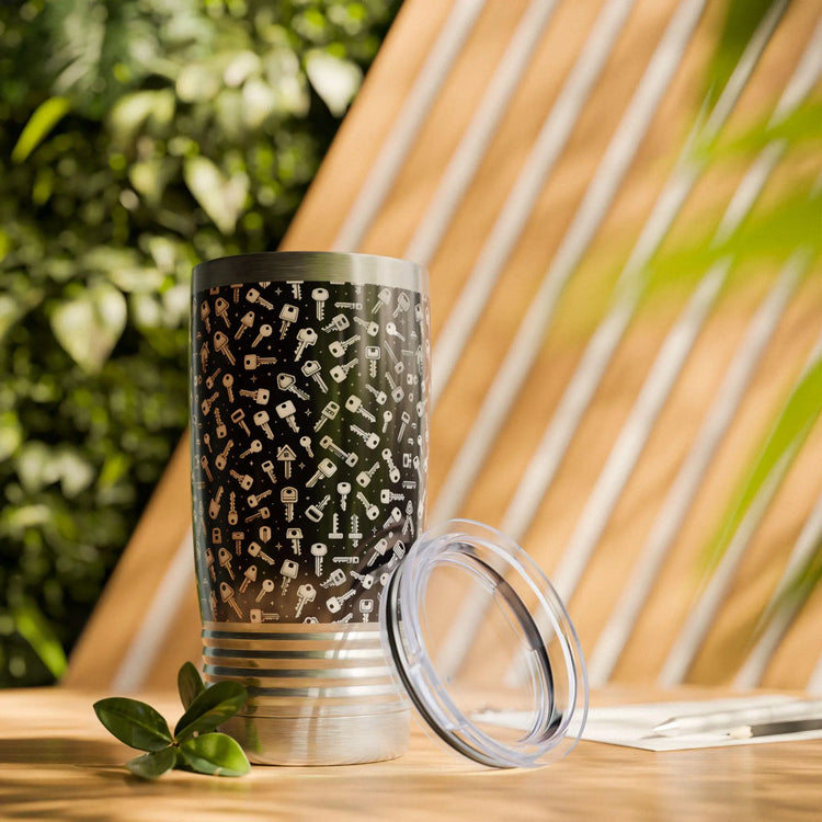 Seemless Keys Pattern Ringneck Tumbler - 20oz, Perfect Gift for Locksmith, Travel Mug, Concert Companion, Drinkware, Fun Design