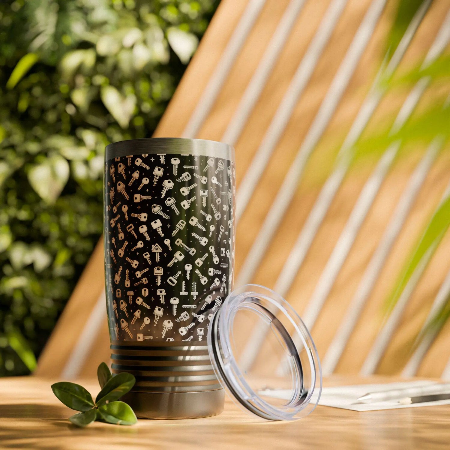 Seemless Keys Pattern Ringneck Tumbler - 20oz, Perfect Gift for Locksmith, Travel Mug, Concert Companion, Drinkware, Fun Design