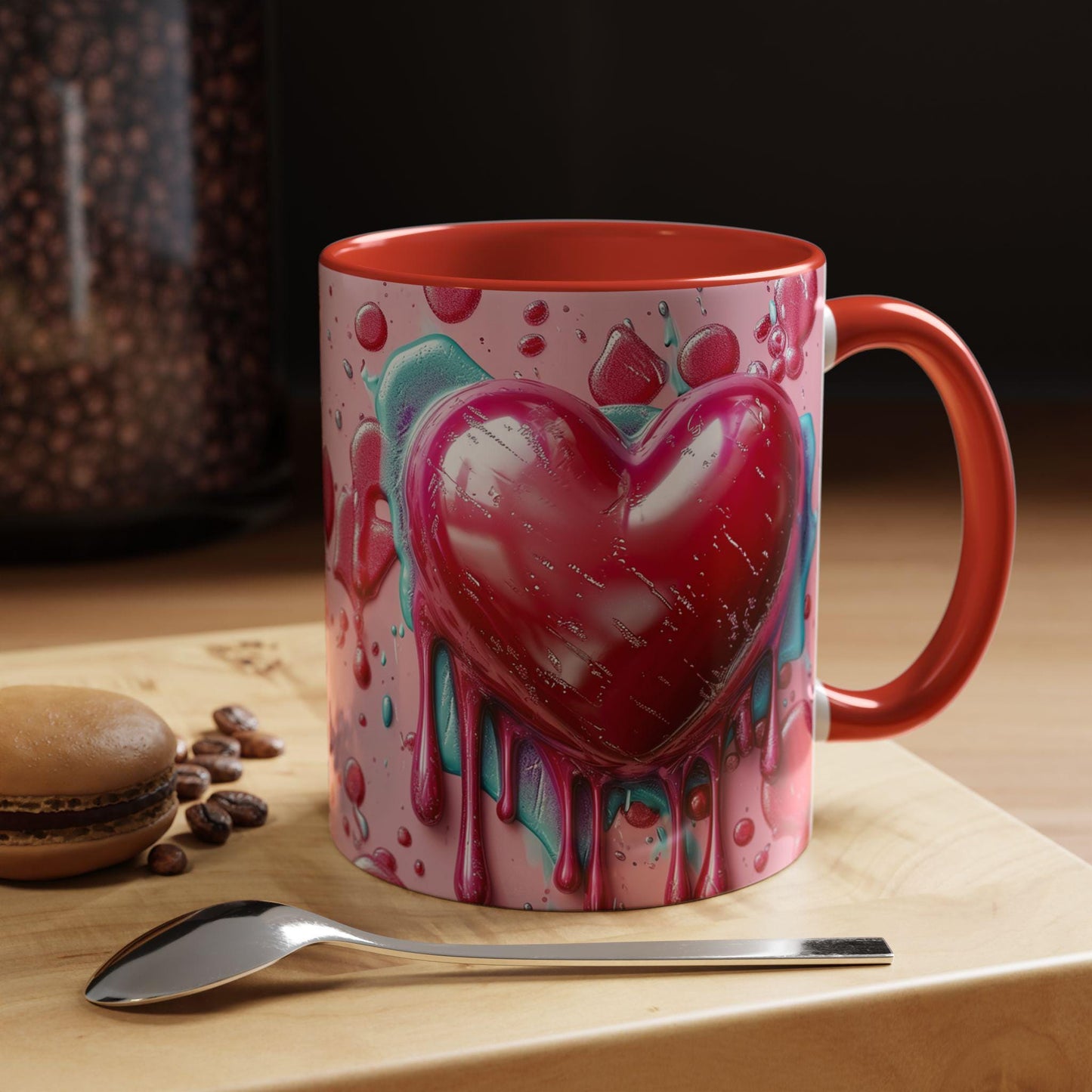 Heart Drip Coffee Mug, Romantic Gift, Valentine's Day, Cute Mug for Her, Cozy Home Accents, Unique Gift Idea