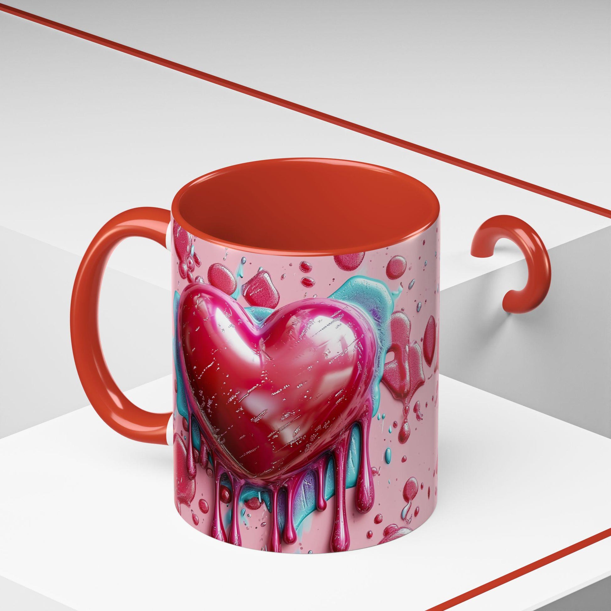 Heart Drip Coffee Mug, Romantic Gift, Valentine's Day, Cute Mug for Her, Cozy Home Accents, Unique Gift Idea