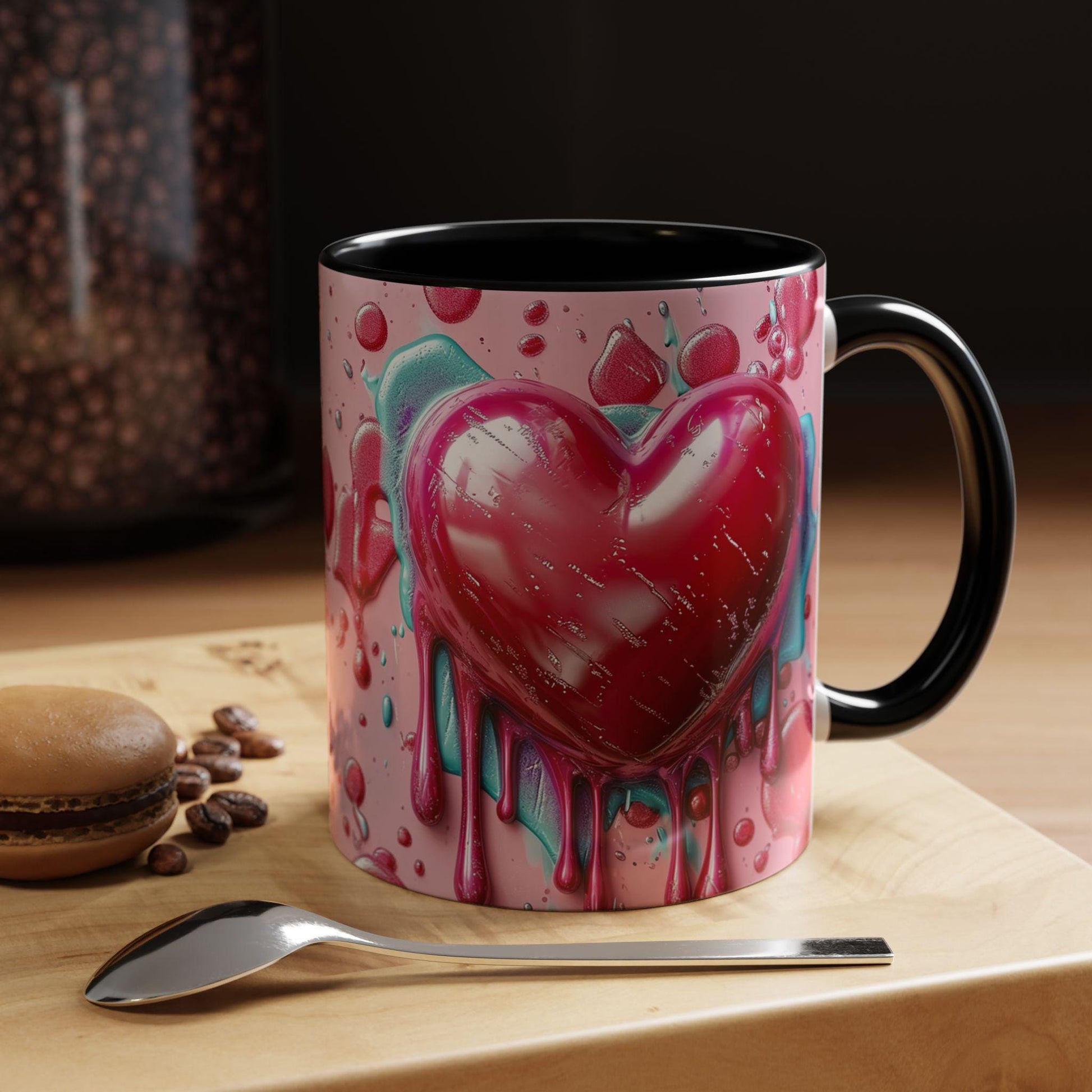 Heart Drip Coffee Mug, Romantic Gift, Valentine's Day, Cute Mug for Her, Cozy Home Accents, Unique Gift Idea