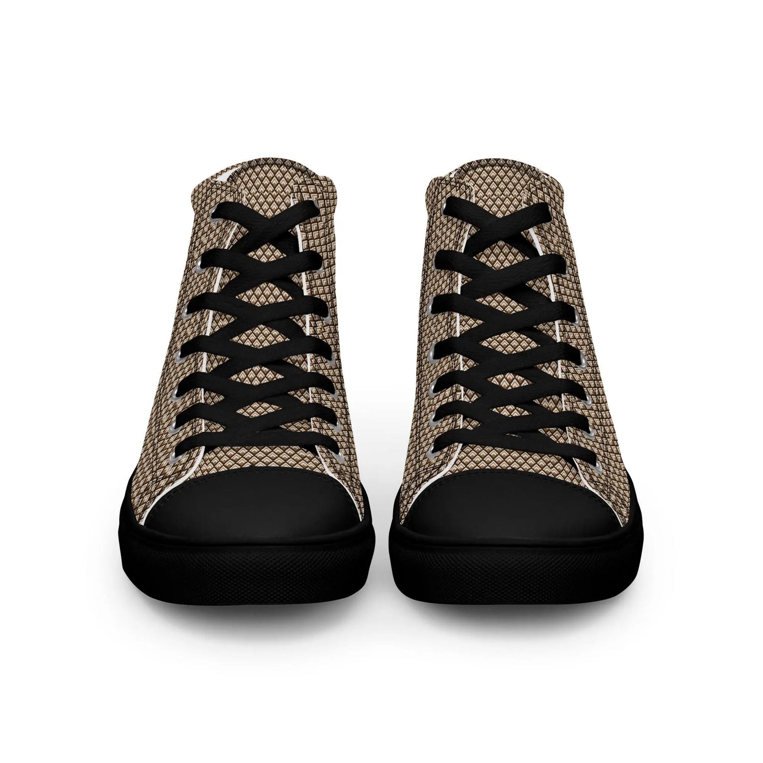 Geometric All-Over Pattern Men’s High Tops | Trendy Custom Sneakers | Stylish Modern Footwear for Men | Unique, Bold & Comfortable