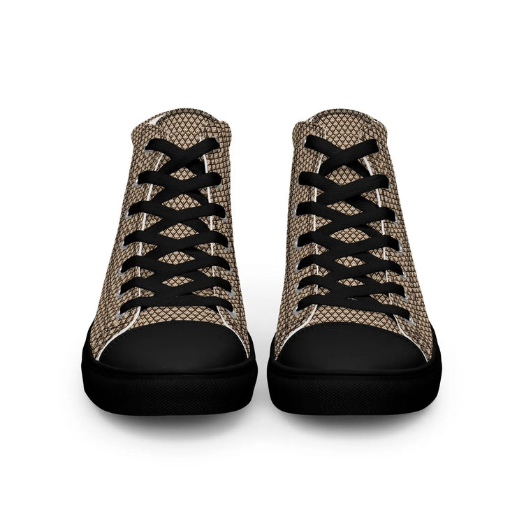 Geometric All-Over Pattern Men’s High Tops | Trendy Custom Sneakers | Stylish Modern Footwear for Men | Unique, Bold & Comfortable