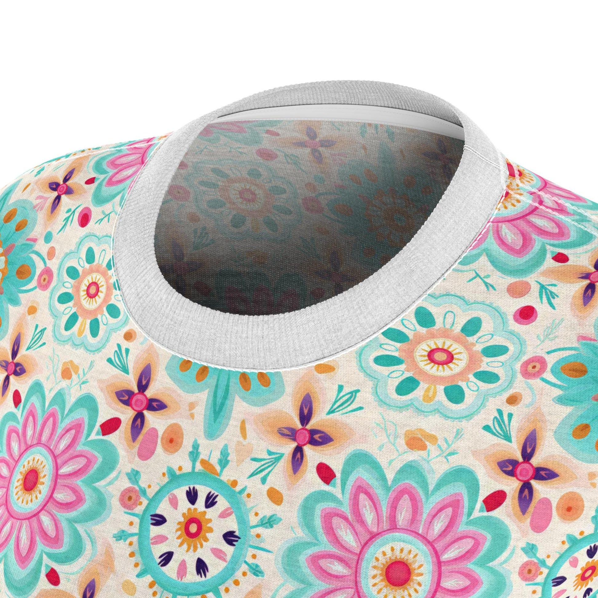 Floral Women's Cut & Sew Tee, Boho Shirt, Casual Summer Top, Gift for Her, Floral Print T-Shirt