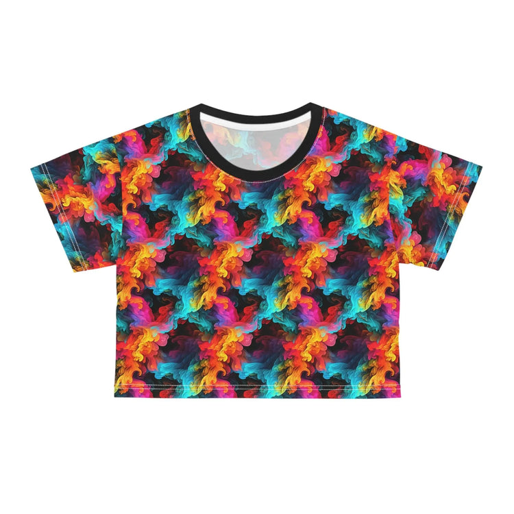 Colorful Abstract Crop Tee, Psychedelic Shirt, Vibrant Summer Top, Festival Fashion, Casual Streetwear, Unique Gift Idea